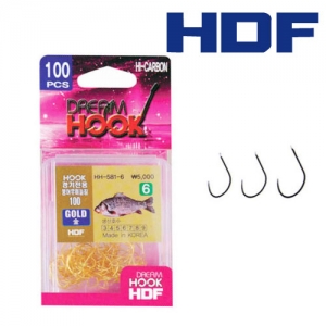 HDF 해동조구사 - 드림훅 경기전용 붕어 무바늘침 금색 100 HH-581 - 유정낚시 